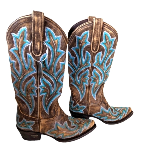 New...LANE Cowboy Brown Saratoga Boots...Size 5 - Picture 1 of 12